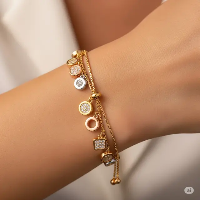 Rantai Serut dengan Charm Kombinasi