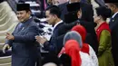 Prabowo Subianto hadir didampingi Wakil Presiden Republik Indonesia Gibran Rakabuming Raka. (Ajeng Dinar Ulfiana/POOL/AFP)