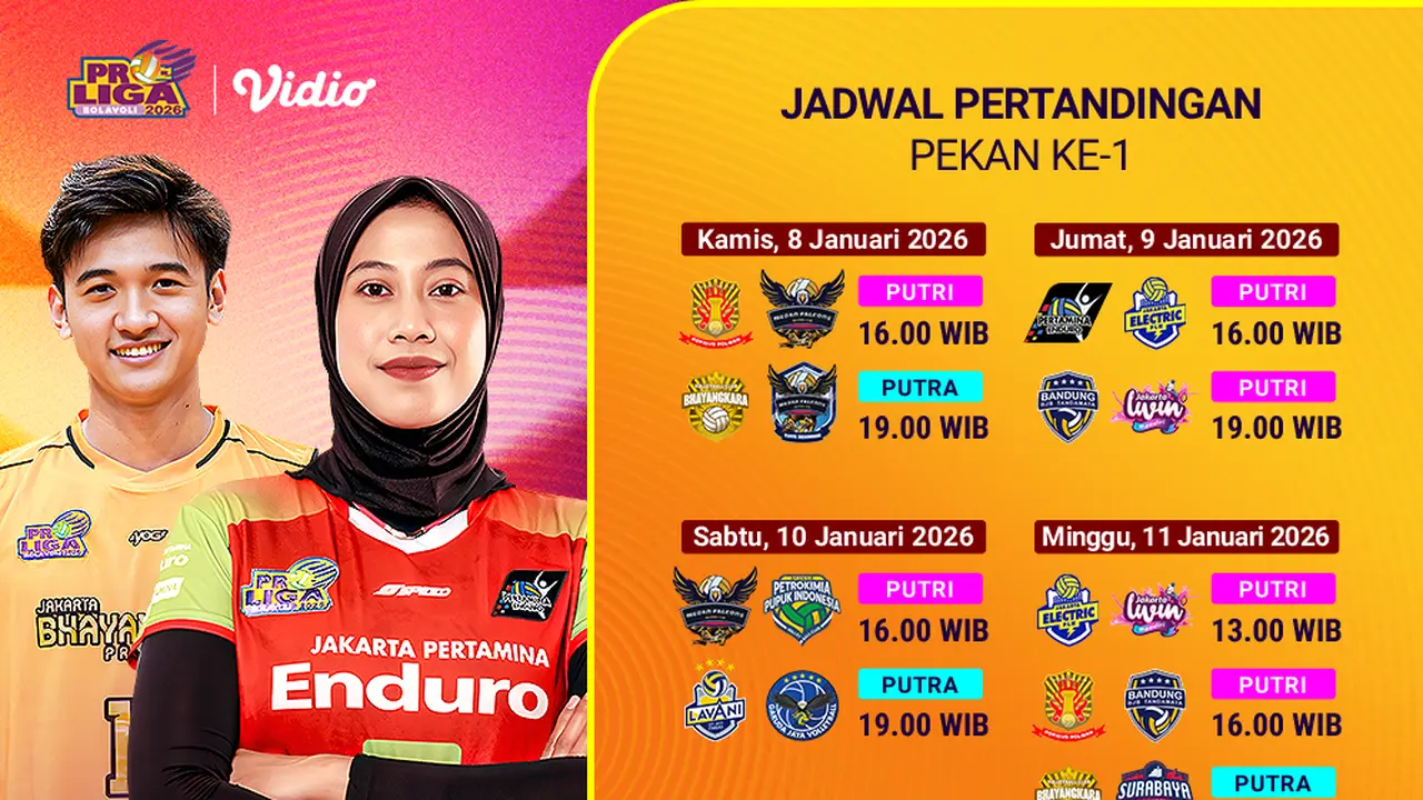 Jadwal Proliga 2026 pekan ke-1 live eksklusif di Vidio. (dok. vidio.com)