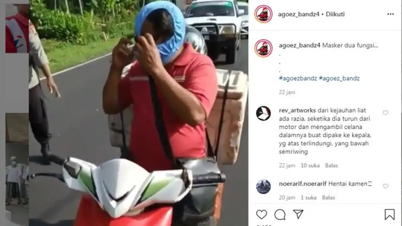 Pemotor Ini Pakai Celana Dalam Untuk Masker 2 Fungsi (Instagram)