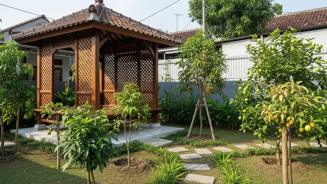 Model Gazebo Sederhana untuk Kebun Buah di Lahan Terbatas (AI Generated)