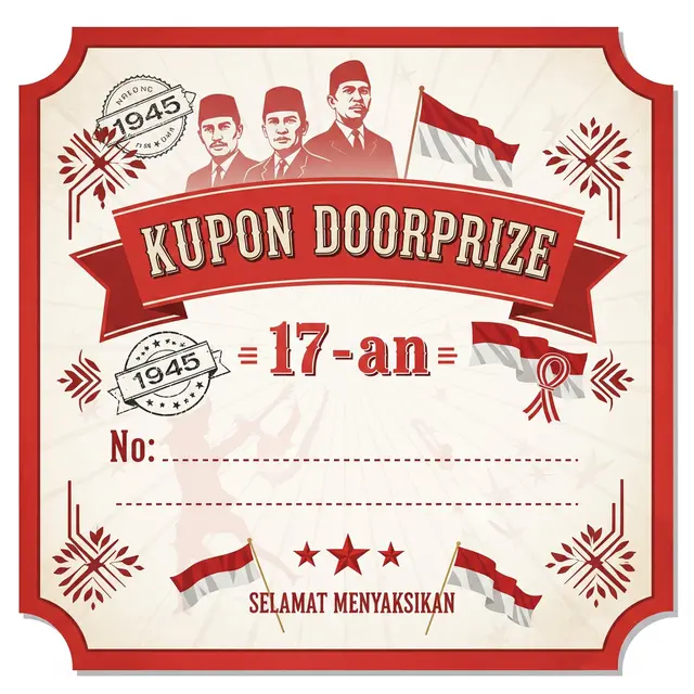 Desain kupon doorprize berhadiah acara 17 Agustus (Image by GeminiAI)