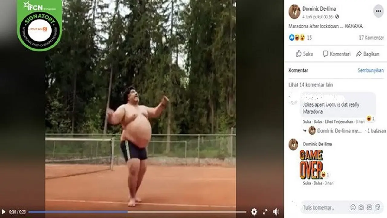 Gambar Tangkapan Layar Video Pria Mirip Diego Maradona