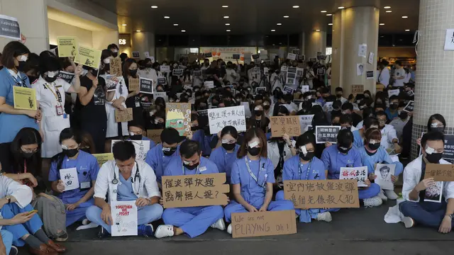 Protes Kebrutalan Polisi, Perawat di Hong Kong Unjuk Rasa