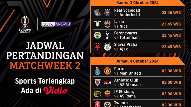 Jadwal Live Streaming Liga Europa 2024/25 Pekan Ini di Vidio