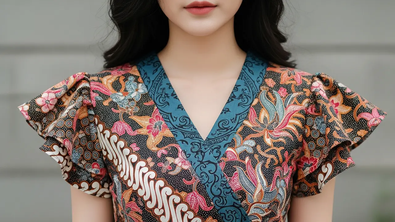 9 Model Blouse Batik Lengan Ruffle Peplum