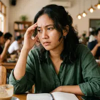 Orang yang Sering Memikirkan Ucapan Setelah Berbicara (AI Generated)