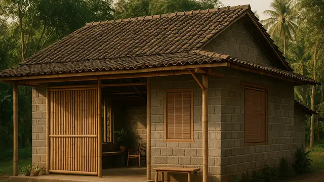 Model Rumah Kecil tapi Cantik dari Bambu dan Batako di Desa
