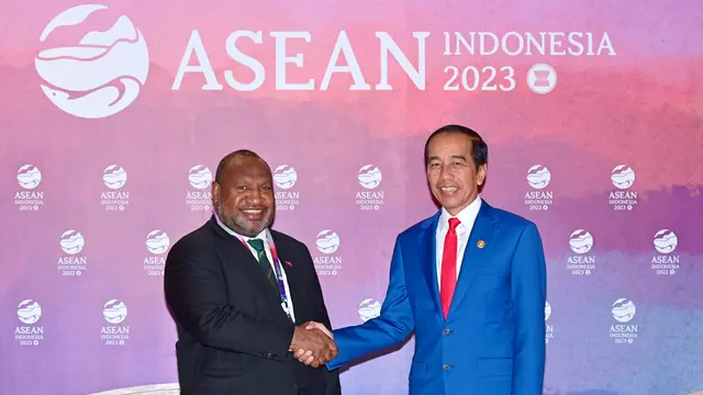 Presiden Joko Widodo atau Jokowi menggelar pertemuan bilateral dengan Perdana Menteri (PM) Papua Nugini (PNG), James Marape, di Ruang Kakatua, JCC Senayan, Jakarta, Kamis (7/9/2023).