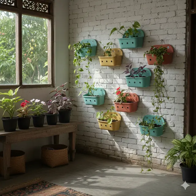 Model Pot Tanaman Dinding dari Barang Bekas Dapur Rumah (Foto: Gemini AI)