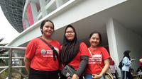 Agnes, Waluisa, dan Yuyun memberikan dukungan untuk atlet Asian Para Games (Cakrayuri/Liputan6.com)