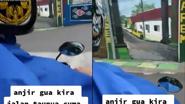 Pemuda ini tabrak tembok gara-gara tidak tahu itu hanyalah mural.