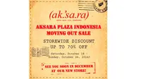 Toko Buku Aksara Plaza Indonesia gelar diskon 70 persen.