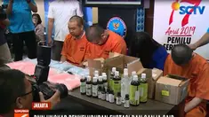 Dari tangan mereka, disita 20 ribu butir ekstasi, empat dus berisi 22 botol minyak ganja dengan kandungan canabidiol dan dronabinol yang merupakan narkotika jenis baru.