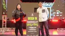 Senior Vice President Content Vidio, Eva Stephanie Kurnia (kiri) bersama promotor SENS Entertainment, Sultan Sapta Bandaro pada acara Press Conference Superstar Knockout edisi 2 di Jakarta International Velodrome, Rawamangun, Sabtu (7/12/2024).
