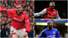 Eric Cantona merupakan pemain asal Prancis yang melegenda bersama Manchester United di kompetisi Liga Inggris. Selain Cantona ada beberapa pemain asal Prancis yang juga menjadi legenda di Inggris. Berikut Eric Cantona dan 5 legenda Liga Inggris asal Prancis. (kolase foto AFP)