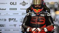 Marc Marquez saat memulai petualangan baru untuk pertama kali dengan Gresini Ducati di tes MotoGP Valencia (X/Gareth Harford)