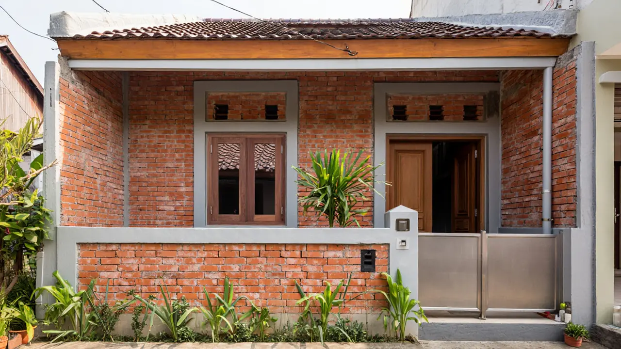 Desain Rumah Minimalis dari Bata Ekspos Ala Kampung tapi Tetap Estetik (AI)