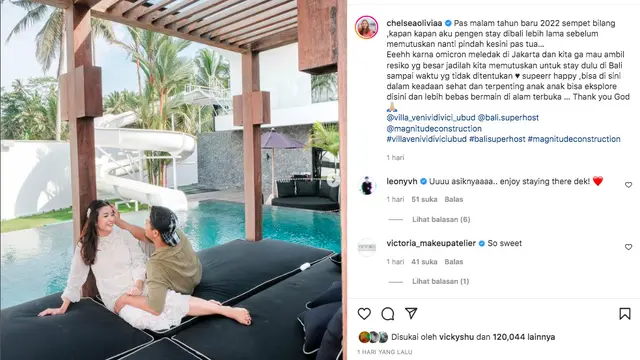 Chelsea Olivia Tuai Sindiran dari Warganet Usai Ungkap Rencana Menetap di Bali Saat Omicron Melonjak. (Instagram/chelseaoliviaa).