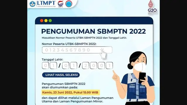 Pada hari ini, Kamis (23/6/2022), pengumuman hasil Ujian Tulis Berbasis Komputer Seleksi Bersama Masuk Perguruan Tinggi Negeri atau UTBK SBMPTN 2022 akan keluar.