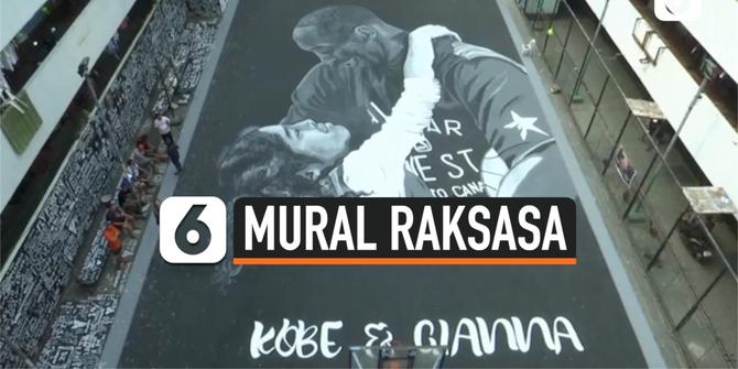 VIDEO: Seniman Filipina Ciptakan Mural Raksasa Kobe Bryant dan Gianna