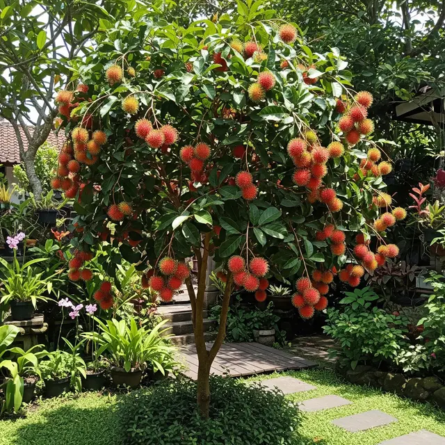 Cara Menanam Rambutan di Pekarangan agar Tidak Terlalu Besar dan Tetap Lebat Berbuah (AI Generate)