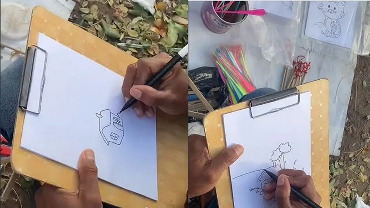 Dibuat Secara Manual, Pria Ini Jual Hasil Gambarnya ke Anak SD Cuma Rp 1000