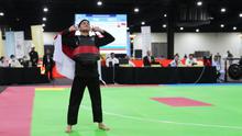 Pesilat putra Indonesia, Muhammad Zaki Zikrillah Prasong, meraih medali emas SEA Games 2025 di nomor tanding putra keas C, Rabu (17/12/2025). (Dok. Kemenpora)