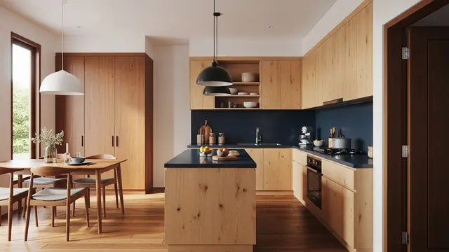 Desain Dapur dan Ruang Makan Menyatu di Rumah Tipe 45
