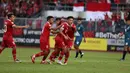 Pesepak bola Timnas Indonesia Syahrian Abimanyu melakukan selebrasi usai mencetak gol ke gawang Brunei Darussalam dalam pertandingan Grup A Piala AFF 2022 di Stadion Kuala Lumpur, Malaysia, Senin (26/12/2022). Indonesia mengalahkan Brunei Darussalam dengan skor 7-0. (Liputan6.com/PSSI)