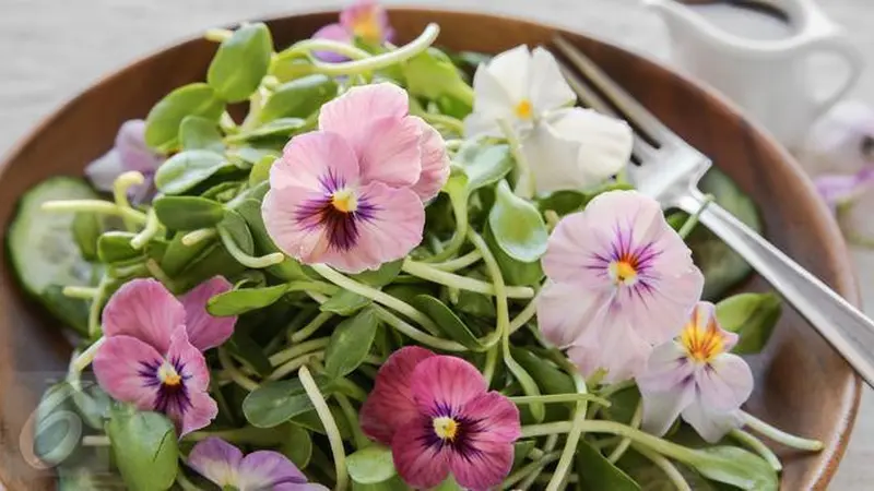 Crepes dengan Edible Flower yang Cantik dan Lezat untuk Dinikmati