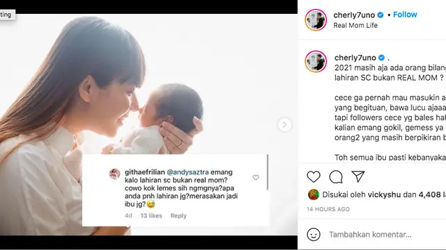 Cherly Juno Geram Masih Banyak yang Nyinyir Karena Lahiran dengan Cara Caesar. (Sumber: Instagram/cherly7uno)