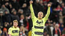 Manchester City juga berhasil melangkah ke babak semifinal. Modal kemenangan 3-0 pada leg pertama benar-benar berharga bagi Man City. (AP Photo/Andreas Schaad)