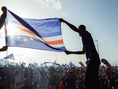 Cape Verde sukses mencetak sejarah dengan lolos ke Piala Dunia 2026. Ini merupakan kali pertama negara kepulauan di Afrika Barat itu tampil di ajang Piala Dunia. (AFP/Queila Fernandes)