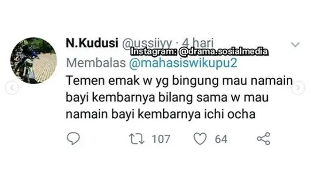 nama anak kembar (foto: Twitter/@drama.sosialmedia)