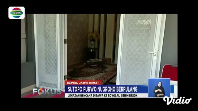 Jenazah Sutopo Purwo Nugroho akan disemayamkan di Cibubur sebelum dimakamakan ke tempat kelahirannya di Boyolali, Jawa Tengah.