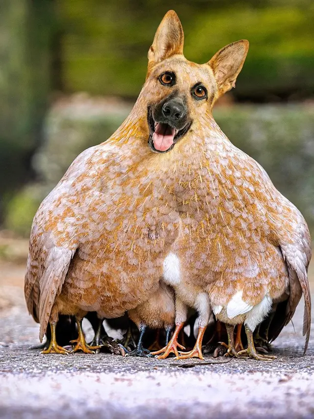 6 Editan Foto Hewan Berkepala Anjing Ini Nyeleneh, Unik Pol