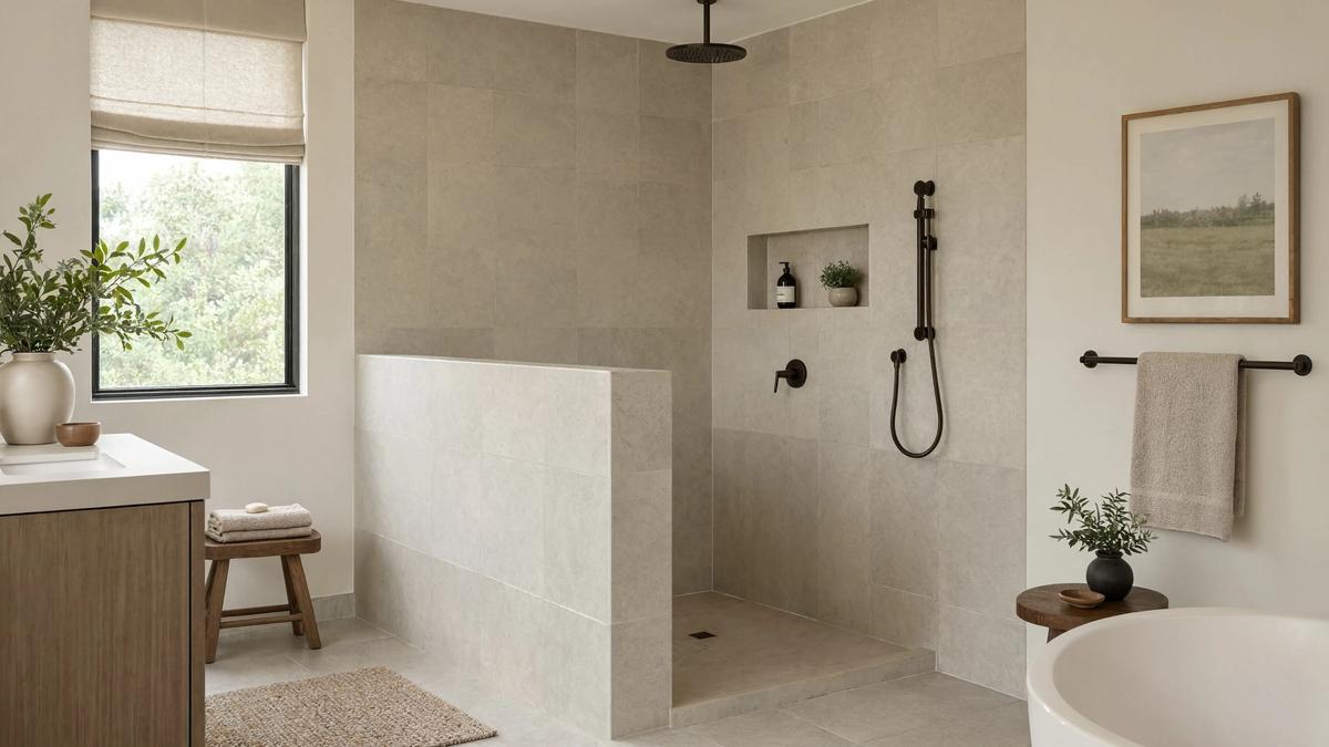 10 Ide Desain Shower Dinding Rendah untuk Kamar Mandi Estetik, Cocok untuk Rumah Impian