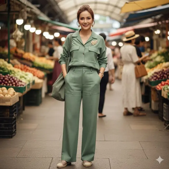 Setelan Sage Green + Pocket