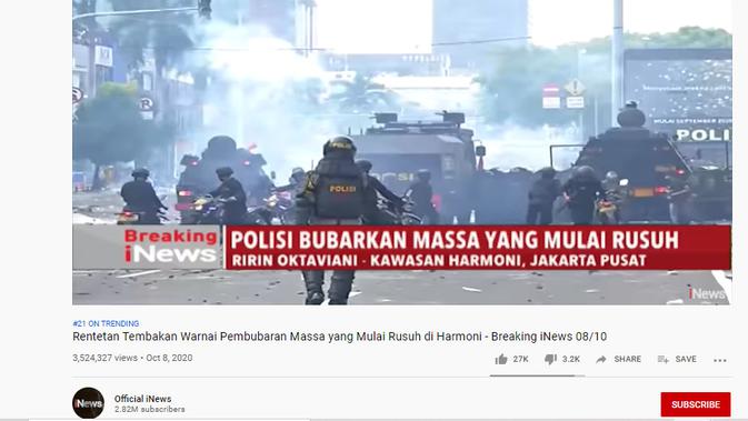 Cek Fakta Liputan6.com menelusuri klaim stasiun Tv nasional tidak menayangkan demonstrasi menolak UU Omnibus Law