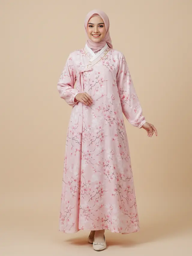 Model Gamis Hanbok Korea 2026 yang Syar'i. AI