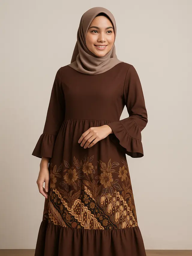 7 Model Gamis Batik Kombinasi Rempel, Tampilan Anggun yang Cocok untuk Berbagai Acara
