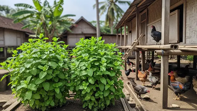 Daun Mint, Tanaman yang Cocok Ditanam Dekat Kandang Ayam Kampung/Gemini AI
