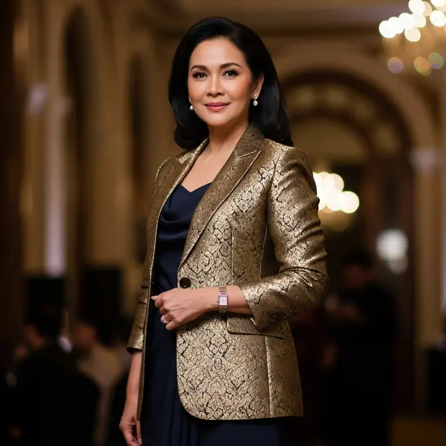 Model Gamis Blazer Brokat yang Minimalis tapi Tetap Mewah untuk Wanita 50 Tahun