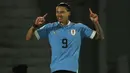 Striker Timnas Uruguay, Darwin Nunez yang kini tengah menjalani musim kedua bersama Liverpool mencetak 2 gol dari 4 laga yang telah dijalani pada kualifikasi Piala Dunia 2026 Zona Conmebol. Kedua golnya dicetak masing-masing pada matchday ketiga saat bermain imbang 2-2 dengan Kolombia (12/10/2023) dan pada laga terakhir saat menaang 2-0 atas Brasil (18/10/2023). (AFP/Pablo Porciuncula)