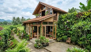 9 Ide Rumah Kampung dengan Bukaan Besar dan Tanaman untuk Kesejukan Alami