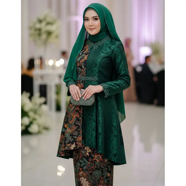 Gamis Batik Kombinasi Brokat