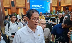Menteri Keuangan (Menkeu) Purbaya Yudhi Sadewa saat ditemui di Kementerian Keuangan, Jakarta, Kamis (23/7/2026).