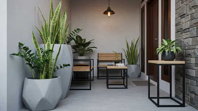 Model Teras Depan Rumah Sempit Budget Rp5 Juta dengan Konsep Garden Corner/ Ilustrasi AI