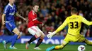 Pemain Manchester United, Wayne Rooney, mencetak gol ketiga ke gawang Ipswich Town dalam laga putaran ketiga Piala Liga Inggris di Stadion Old Trafford, Manchester, Inggris, Kamis (24/9/2015) dini hari WIB. (Action Images via Reuters/Ed Sykes)